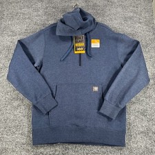 Ariat Rebar Workman Hoodie Sweatshirt Mens Small Blue Long Sleeve 1/4 Zip New