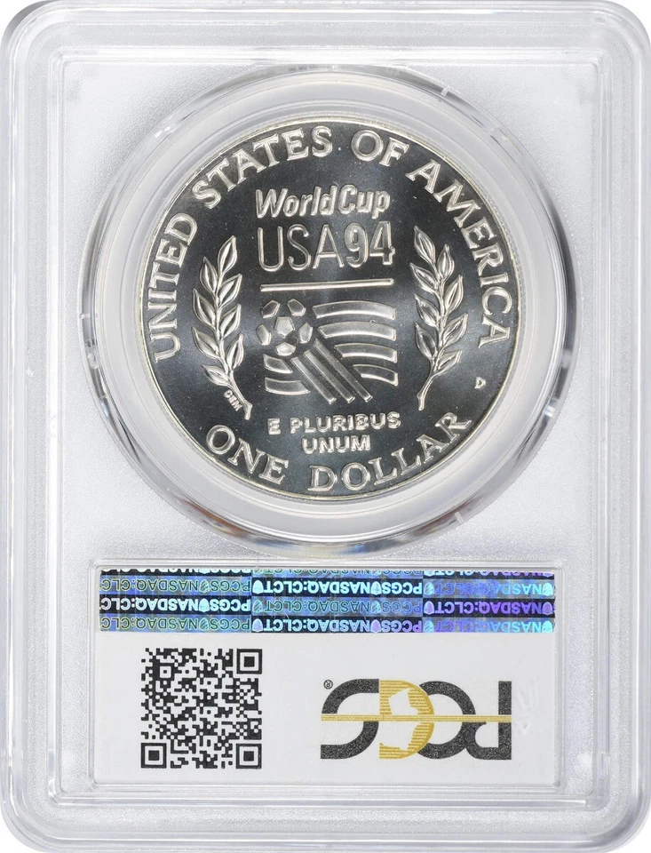 1994-D World Cup Silver Commemorative Dollar MS69 PCGS Mint State 69 - Image 2 of 2