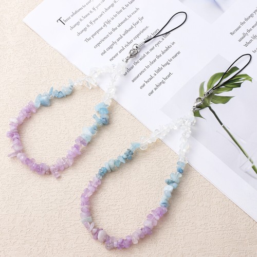 2 Pcs Mobile Phone Straps Neck Lanyard Sparkly Natural Stone Charm - Afbeelding 3 van 11