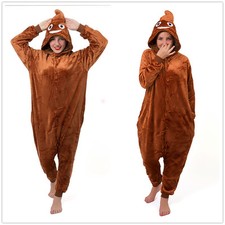 Poo Emoji Emojee Onesiee Kigurumi Vestido Elegante Disfraz con Capucha Pijama Ropa para Dormir