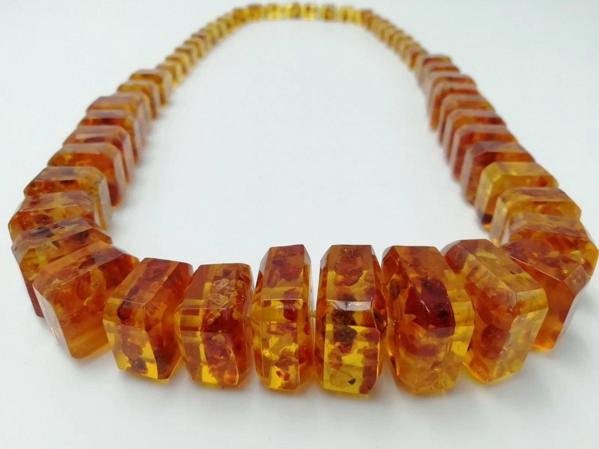 Collier Facetté En Résine Ambre – Sautoir Vintage élégant Et Léger