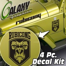 Side Hood Decal Kit For Jeep Wrangler - Rubicong Matte Black Sticker Tj Lj Jk