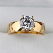 2Ct Lab Created Diamond Solitaire Men's Engagement Ring 14K Yellow Gold Plated
