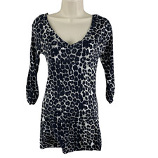 Express Mini Dress Women Small Black Gray Leopard Animal Print Pima Cotton Modal