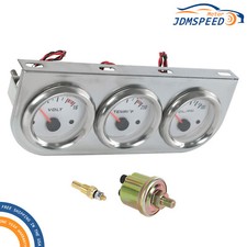 Mechanical Chrome Triple 3 Gauge Set Oil Pressure Volt Meter Water Temp 2 52mm Mechanical Chrome Triple 3 Gauge Set Oil Pressure Volt Meter Water Temp 2 52mm