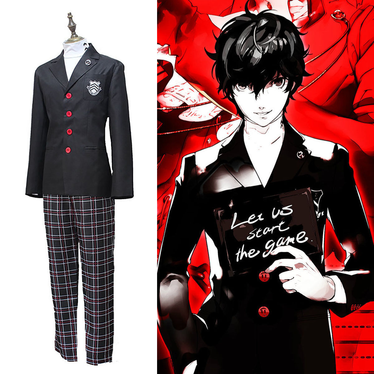 Anime Game Persona 5 Joker Protagonist Cosplay Costume Uniform Halloween  Outfits