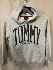 Tommy Hilfiger Grey Hoodie Pullover Youth Boys Medium 12/14 Front Pocket
