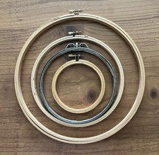 LOT Embroidery Hoops Vintage USA Screw Tension Metal Cork Boye Loving Touch