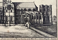 Original Etching - Canterbury Cathedral Circa 1800 - Henry Overton after Hollar