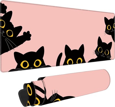 Pink Cats Large Mouse Pad XXL Desk Mat Non-Slip 31.5''x11.8'' for Office Home