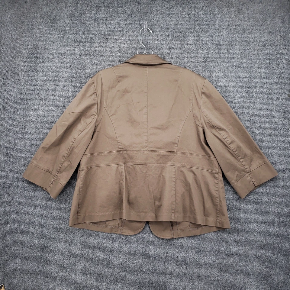 Blazer Lane Bryant Feminino 22 Plus Marrom Jaqueta de Dois Botões Manga 3/4 Entalhada - Imagem 2 de 4