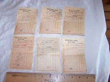Six 1953 - 1954 MORTON SHELL SERVICE Gas & Oil Invoices