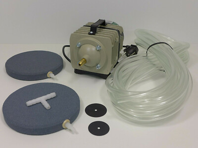 Teichbelüftung Teichbelüfter Sauerstoffpumpe ACO-328 Set mit 2 Platten Ø 150mm