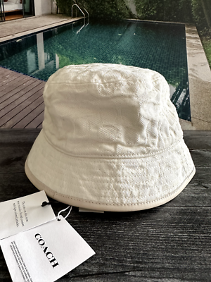 ☆MUCENT☆ Signature Cotton Bucket Hat 2 Colors NEW Coach Signature Jacquard Bucket Hat Cotton White C9716