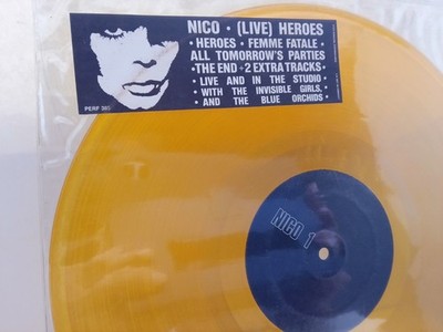 Nico - Live Heroes LP, 1986 Yellow press on Performance Perf 385, USA, 1st press
