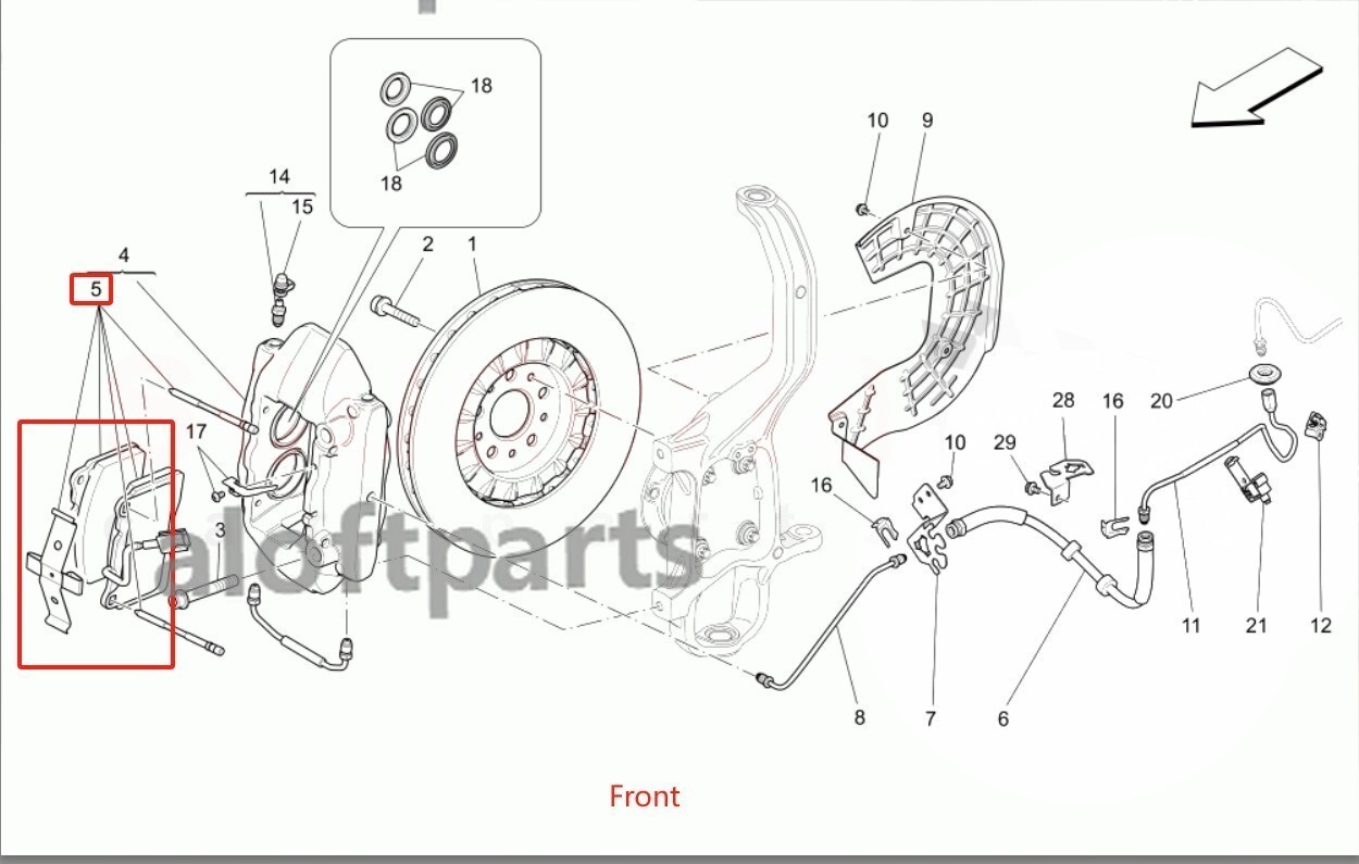 Maserati Ghibli 2014-2016 Front Brake pad sets Set P/N 673010326