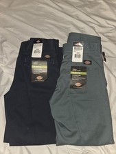 Dickies Twill Work Pants Slim Fit Tapered Leg 2 Pairs Men's 28x30 NWT Blue Gray