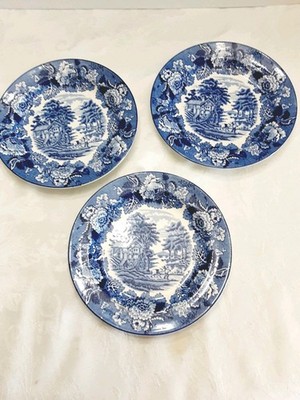 Enoch Woods Ware English Scenery Blue White Set Of 3 7 7/8 Salad