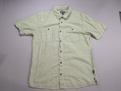 Patagonia Shirt Men's Back Step Shirt Large Green Short Sleeve Button Down