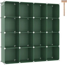 C&AHOME Cube Storage Organizer, 16-Cube 48.4" L × 12.4" W × H, Green 