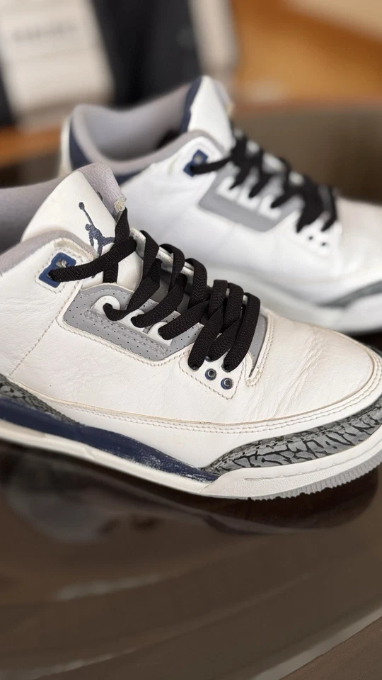 Nike Air Jordan 3 Retro White Shoes Size 8.women . 6.5 Y - Image 3 of 4