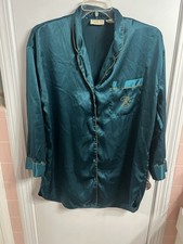 Victorias Secret VTG Gold Label Long Sleep Night Shirt Large 48" Bust Green