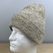 Vintage Wigwam Winter Beanie Cuff Hat Wool Beige Made In USA