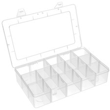15 Grids Clear Plastic Storage Box with Compartment, Craft Organizers and Sto...