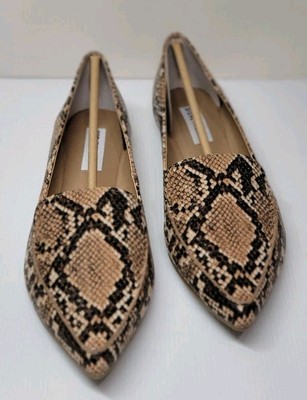 STEVE MADDEN Women's FEATHER Ballet Flats STUDDED TAN SNAKESKIN Size 