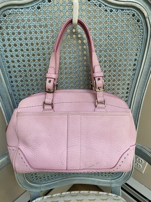バッグ COACH Hamptons Leather Satchel Bag Vintage Coach Hamptons Pink Perforated Leather Satchel | eBay