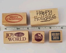 Rubber Wooden Stamps Christmas Set Of 5