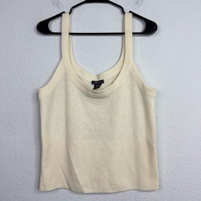 Fredini Sweater Womens L Cream Wool Angora Knit Neutral Minimalist Luxe Tank Top