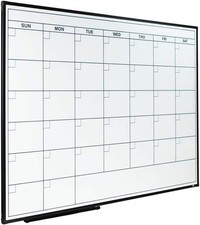 Lockways 36 x 24 Magnetic Dry Erase Calendar Whiteboard - Ultra-Slim Black