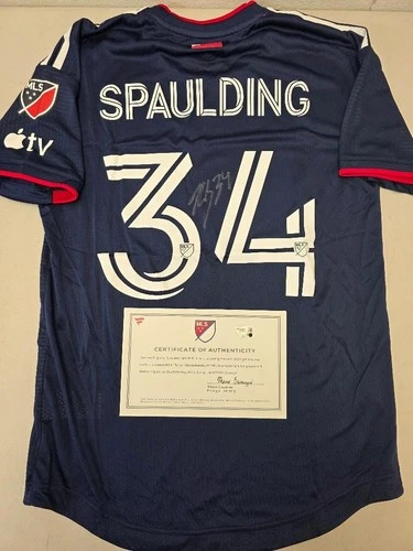NE Revolution RYAN SPAULDING Signed Match Game Used 2023 Season Soccer Jersey