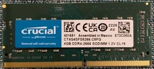 Crucial 4GB DDR4 2666MHz PC4-21300 Laptop SODIMM Memory Ram CT4G4SFS8266