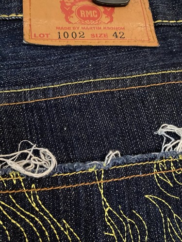 RMC Martin Ksohoh Red Monkey Dark Wash Selvedge Jeans Embroidered Tiger - 42x32 - Picture 7 of 9