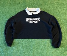 Stranger Things Girls 11/14 Long Sleeve Polo Shirt Eleven 11 Cropped