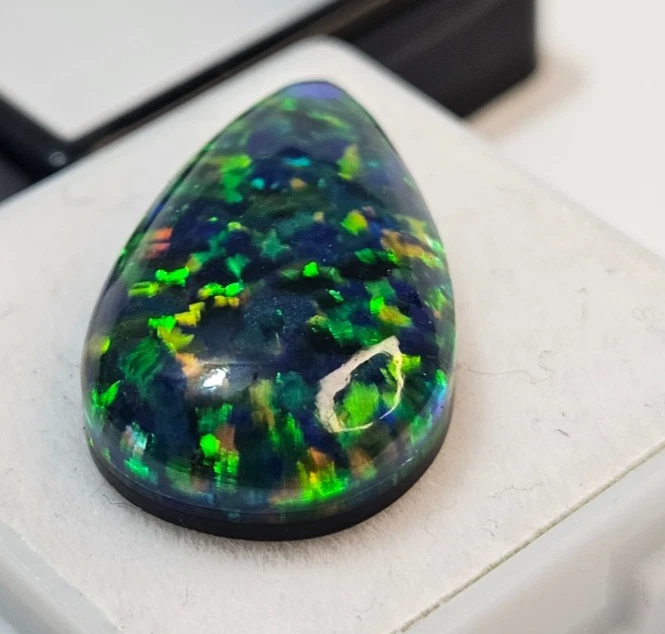 Cabujón de ópalo negro etíope corte pera 10+ quilates piedras preciosas sueltas uso para hacer anillos Foto 3 de 4