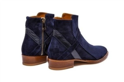Handgefertigte marineblaue Herrenstiefel Leder Jodhpur Wildleder seitlicher Reißverschluss Premium