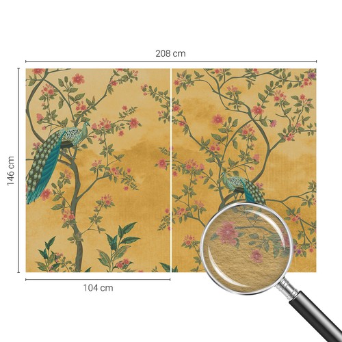 Papier Peint Intissé Moderne Décoration Murale Design Motifs Floraux De Paon - Photo 12/15