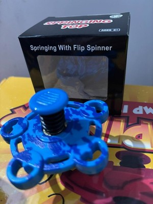 1 x Fidget Spinner Flip it Jump it Trick it Stress Angstabbau Spielzeug verpackt BLAU