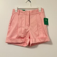 Liz Claiborne Hepburn High Waist Pleated Cuffed Pink Golf Shorts Womens 4 Preppy