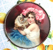 Victorian Flue Cover with Girl and Cat
