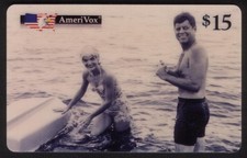 $15. John & Jackie Kennedy B&W Photo. Swimsuits 'Fun In The Sea' USED Phone Card