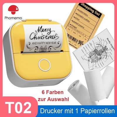 Phomemo T02 Tragbarer Mini-Thermodrucker Etikettendrucker Mini Fotodrucker