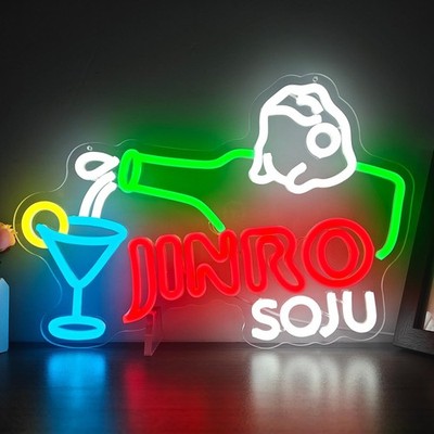 Jinro Soju Neon Sign for Wall Decor Dimmable Soju Led Sign Korean Jinro Frog Bar