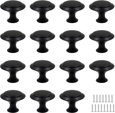 15 Pack 1Inch Flat Black Kitchen Cabinet Knobs Drawer Dresser Handles Knobs, rou
