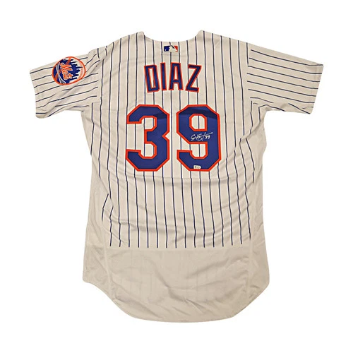 Edwin Diaz New York Mets Signed White Pinstripe Nike Authentic Jersey MLB Auth