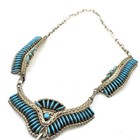 Navajo Signed Helen Harrison Sterling Turquoise Needlepoint Necklace #S4993-4 — photo 5