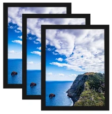 12x16 Black Picture Frame Set of 3, Wall Mounting Horizontally or Vertically,...
